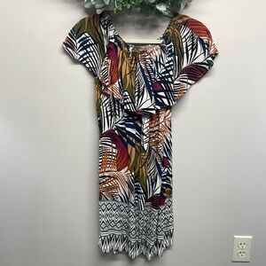 NWOT beachlunchlounge Off The Shoulder Tropical Botanical Evi Sundress Dress XS